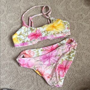 LoveShackFancy Hurley Callab Floral Kids Swim Bikini - Pink and Yellow